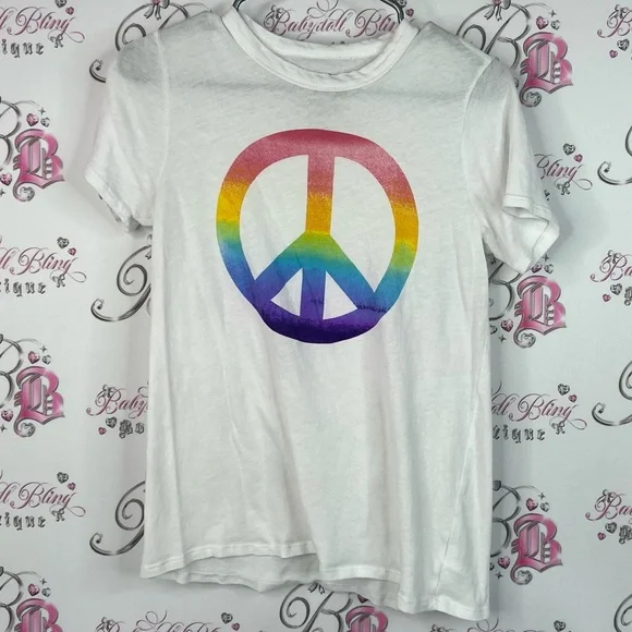 Chasor tee tshirt rainbow graphic top Peace Sign T-Shirt - Picture 1 of 7
